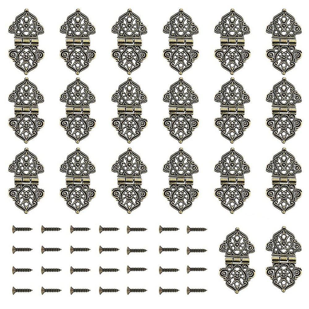 20pcs Antique Decorative Hinges Bronze Engraving Design Box Hinges