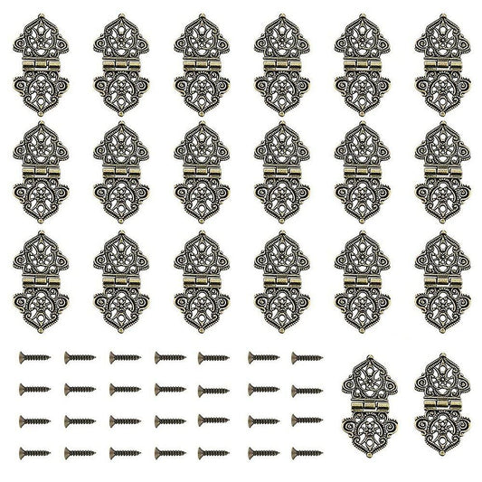 20pcs Antique Decorative Hinges Bronze Engraving Design Box Hinges