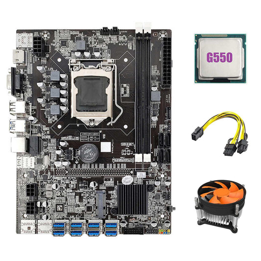 B75 Usb Eth Mining Motherboard 8xpcie to Usb+g550 Cpu+fan Lga1155