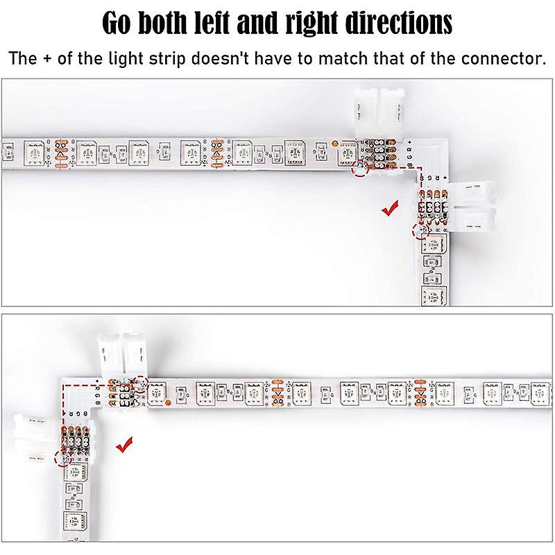 L Shape 4-pin Led Connectors 10pack 10mm Wide Solderless Connector