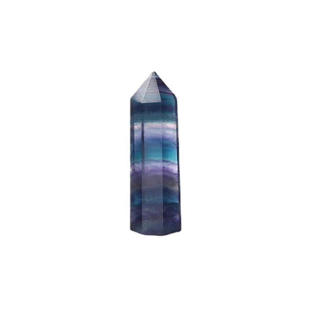 Natural Fluorite Crystal Tower Hexagonal Faceted Prism Figurine 6-7cm