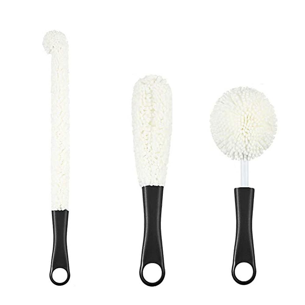 3 Pieces Wine Bottle Glass Decanter Coffee Cups Cleaning Brush,black
