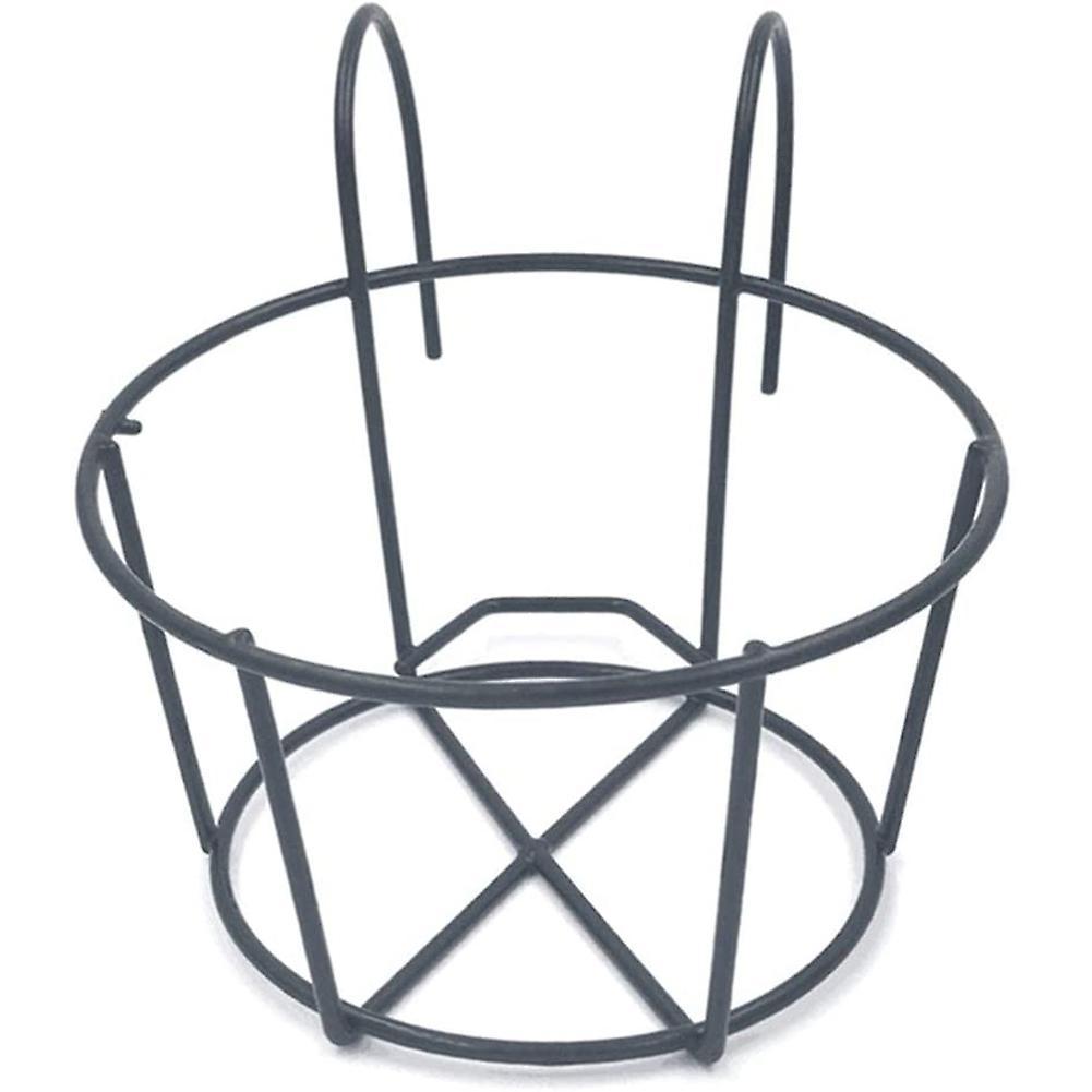 Balcony Flower Stand Wrought Iron Potted Plant Hanging Mount(black)