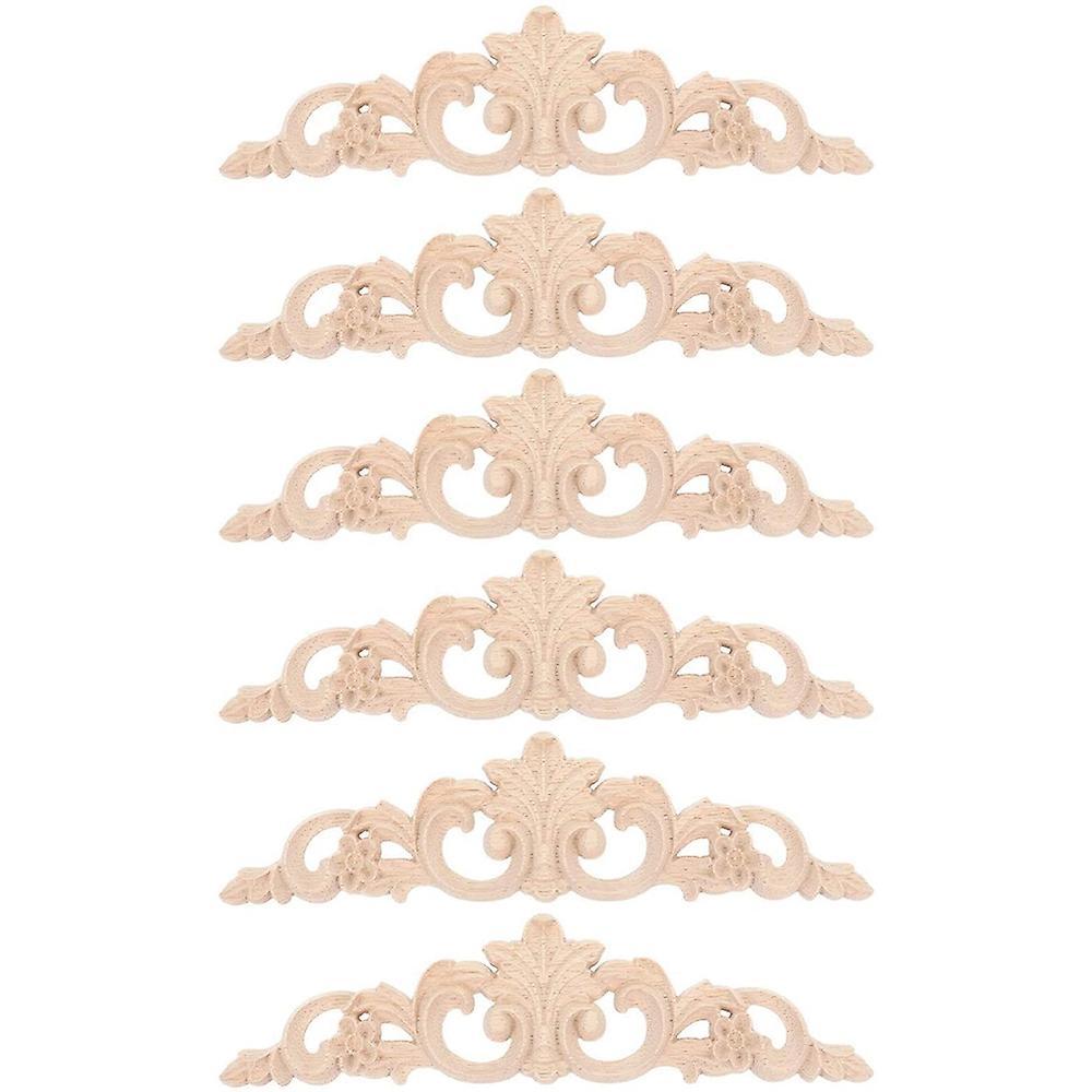 6pcs Onlay Wood Mouldings Wood Applique Wood Decal Carved Unpainted