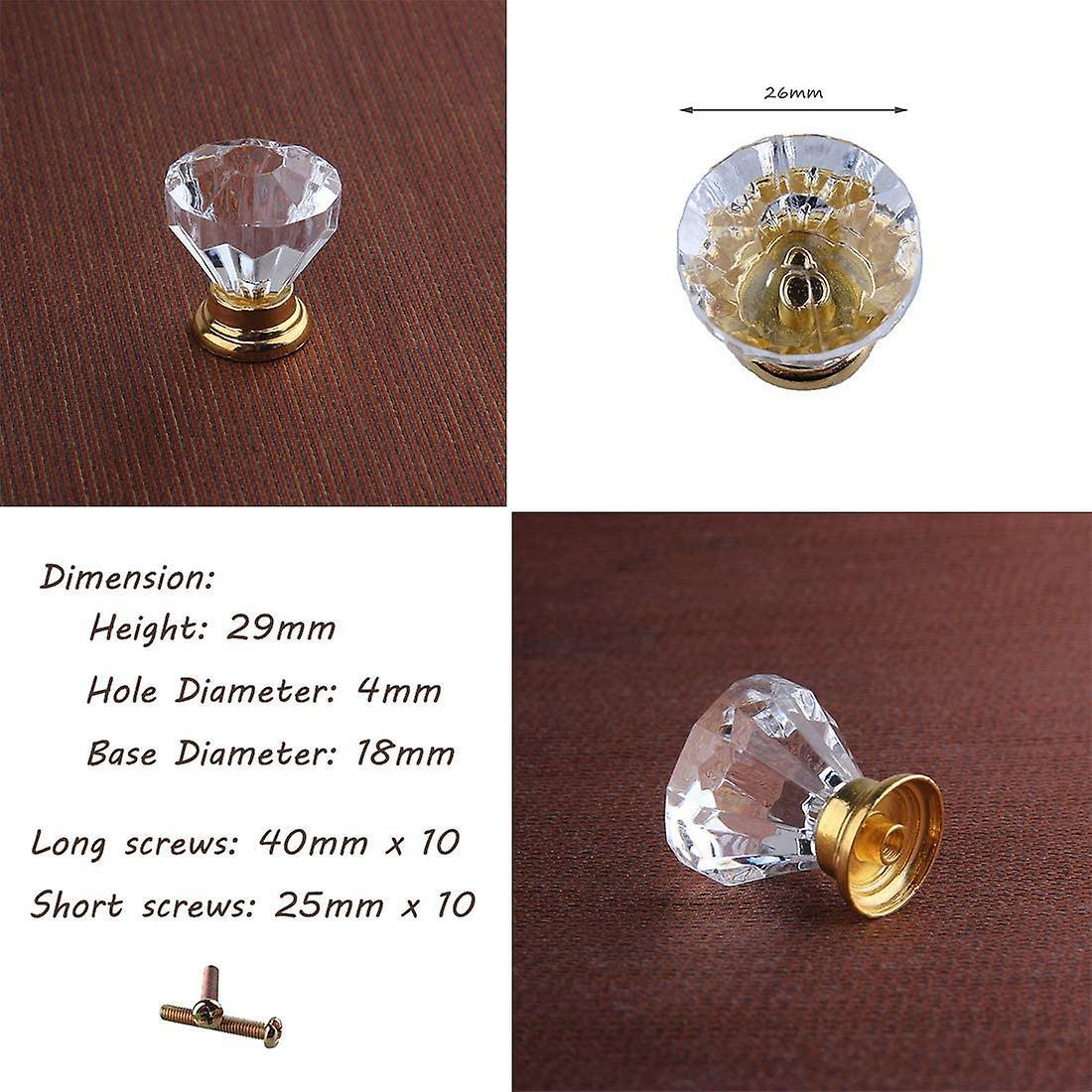10 Pcs Crystal Glass Door Handle Diamond Dressing Table Knob