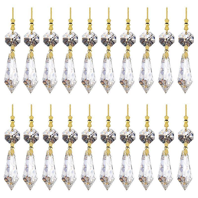 20pcs Diy Transparent Teardrop Chandelier Pendant Parts Beads