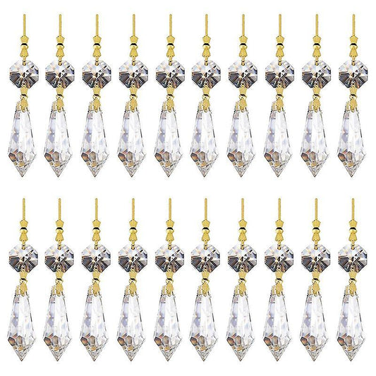 20pcs Diy Transparent Teardrop Chandelier Pendant Parts Beads