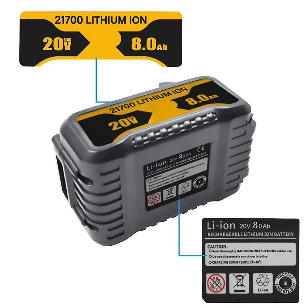 10 Pieces 10 X 21700 Li-ion Battery 8.0ah Sticker for Dewalt Battery