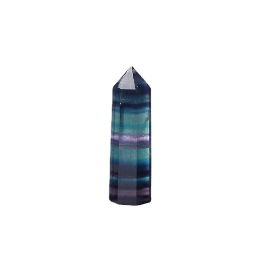 Natural Fluorite Crystal Tower Hexagonal Faceted Prism Figurine 5-6cm