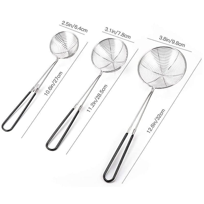 3-piece Set Of Round Hot Pot Spider Skimming Spoon Set, Mesh Spoon