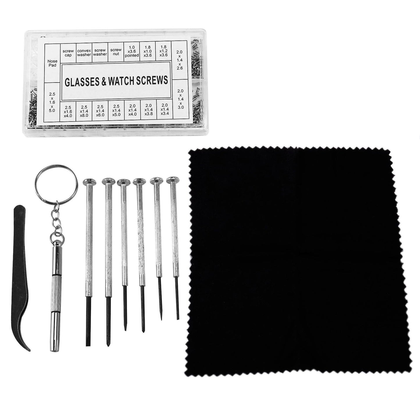 Sunglasses Repair Kit with Nose Pads Screws Screwdriver Tweezers