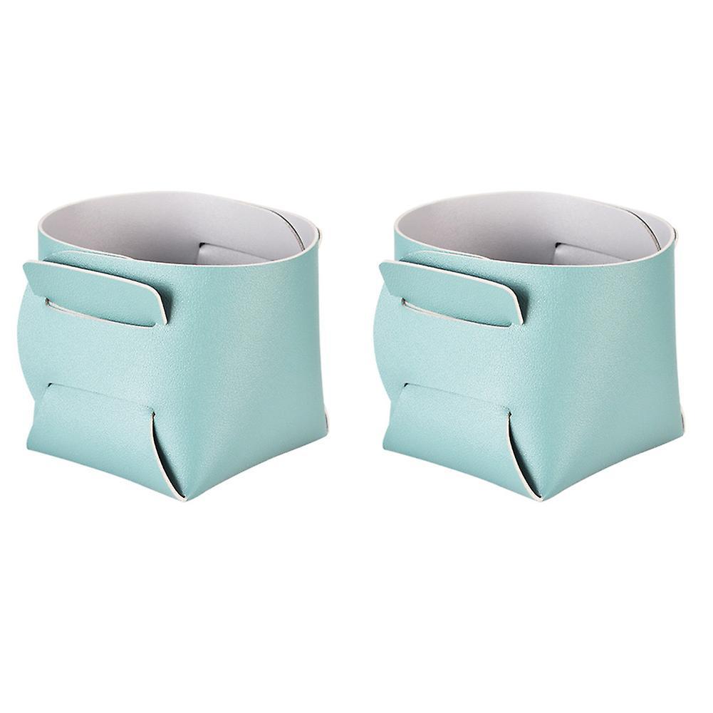 2pcs Leather Porch Key Storage Box Jewelry Brush Storage Basket,a
