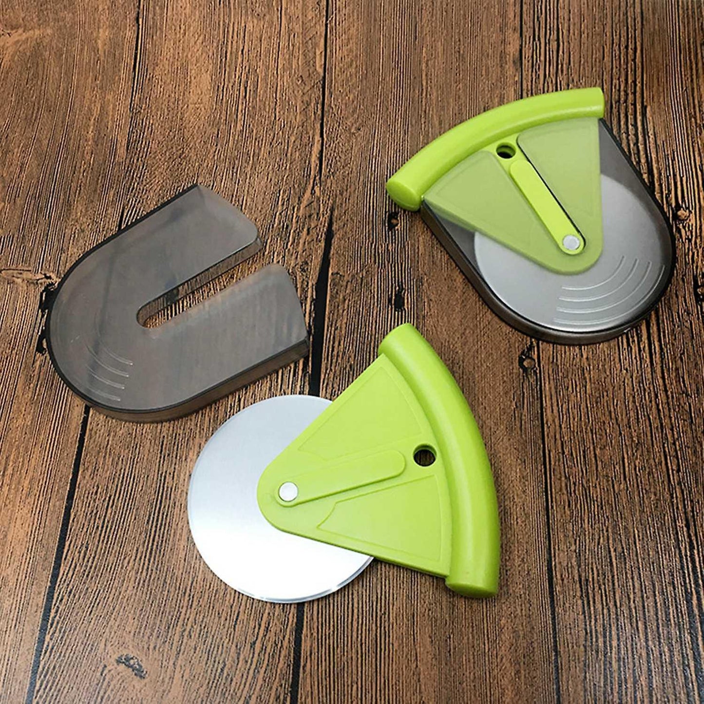 2 Pizza Cutter Wheel Noodle Machine,stainless Steel with Cover,green