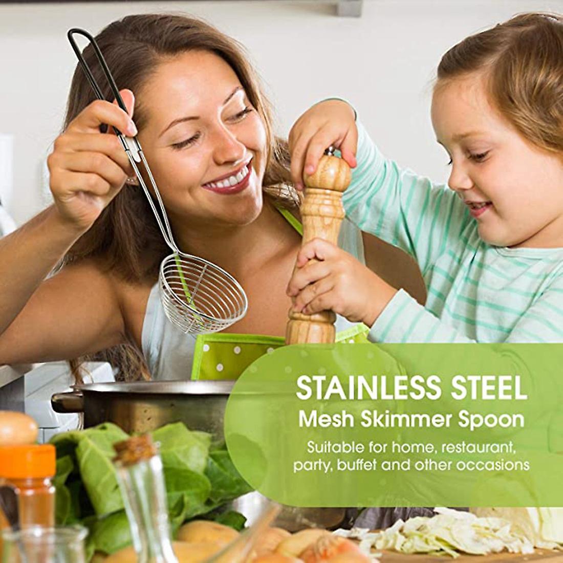8pcs Stainless Steel Hot Pot Strainer Spoons 2.5 Inch Skimmer Spoon
