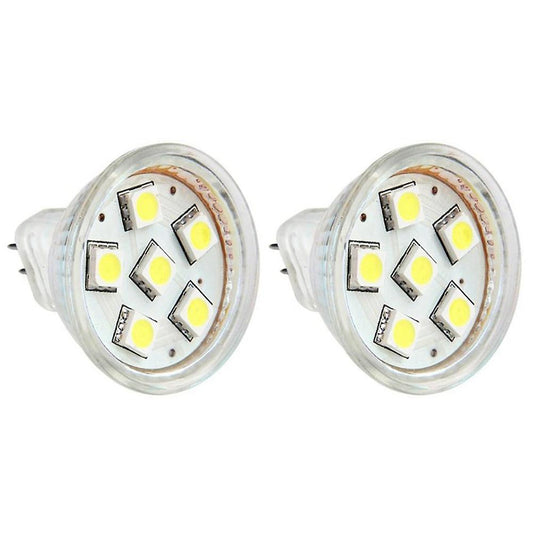 2x Gu4 Mr11 Dc 12v 6 Smd 5050 Led Light Bulb 6000k - White