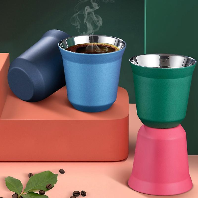 80ml Double Wall Stainless Steel Espresso Cup Insulation,e