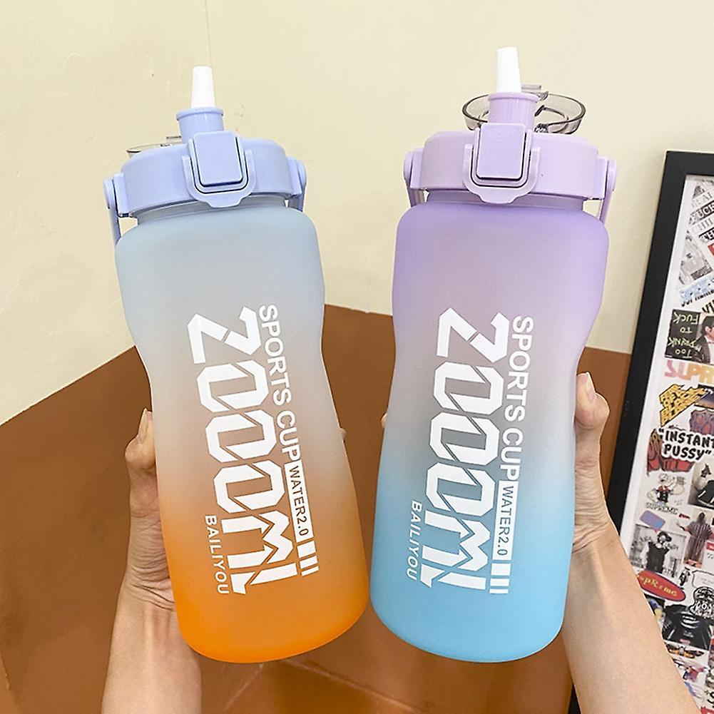 2000ml Large Water Bottle with Time Marker Portable Leakproof -d
