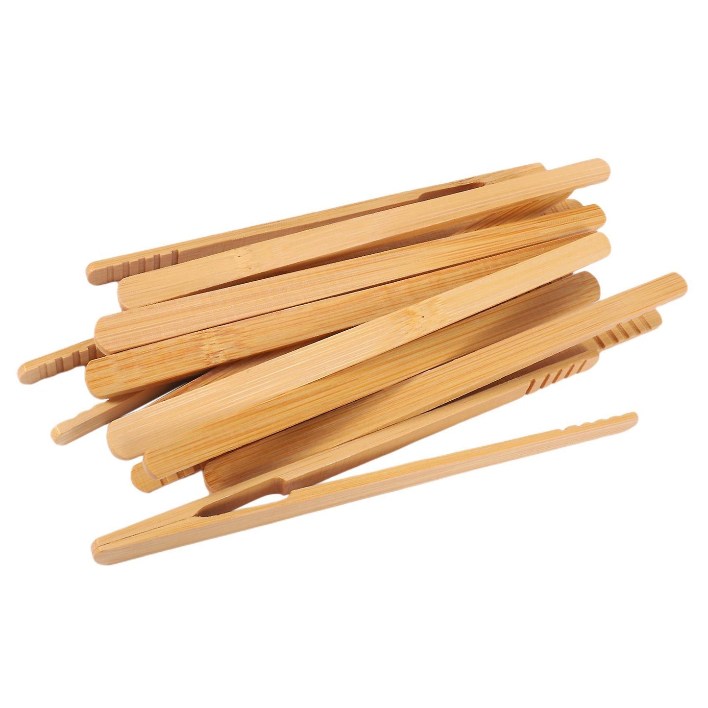 10 Pieces Bamboo Toast Tongs, Bamboo Tongs 7 Inches Toaster Tongs
