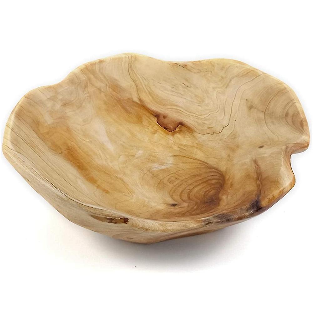 Wooden Fruit Salad Serving Bowl Hand-carved Root Bowls 15-19cm