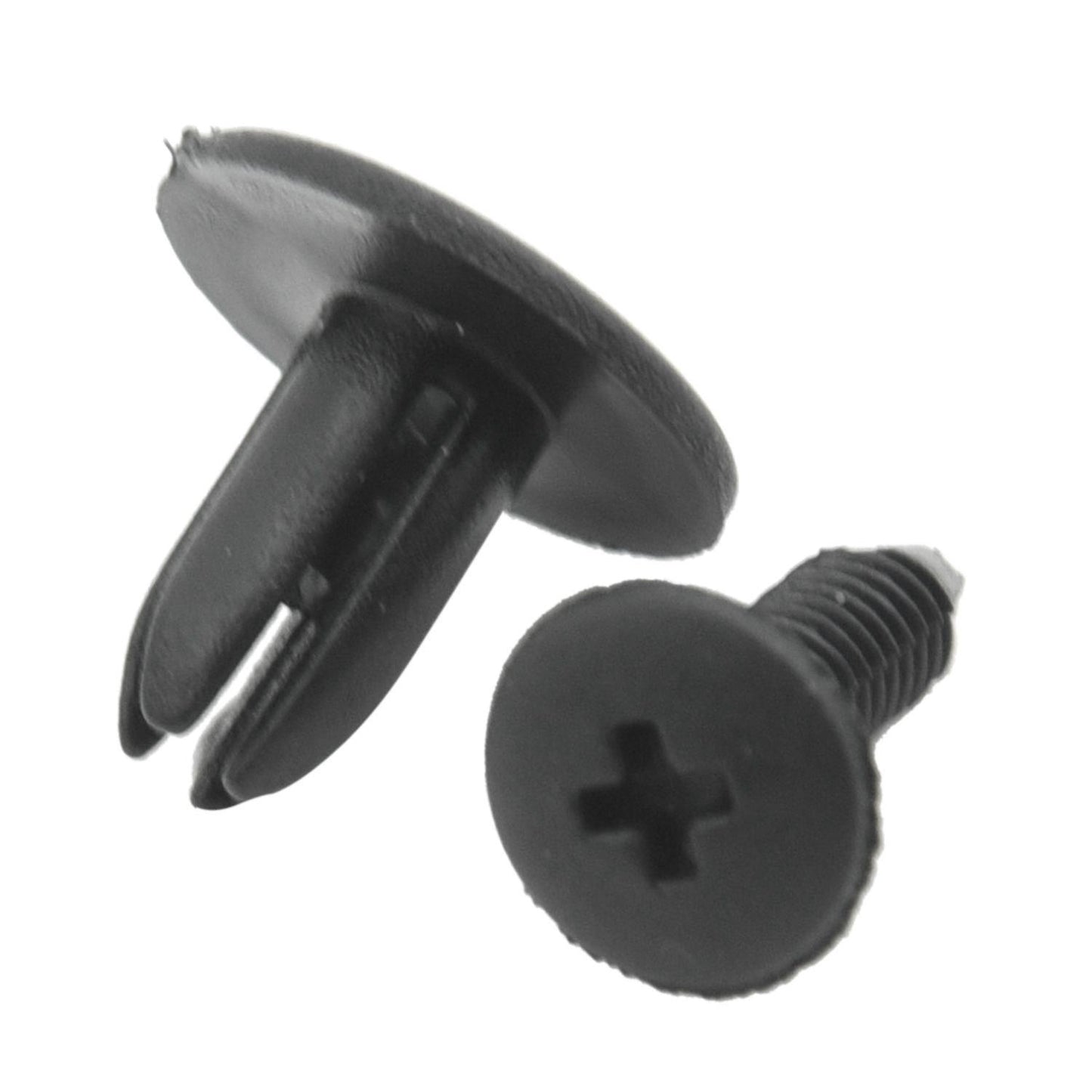 100 Pcs Car Fender Push Type Black Plastic Rivets Fastener 6mm Hole