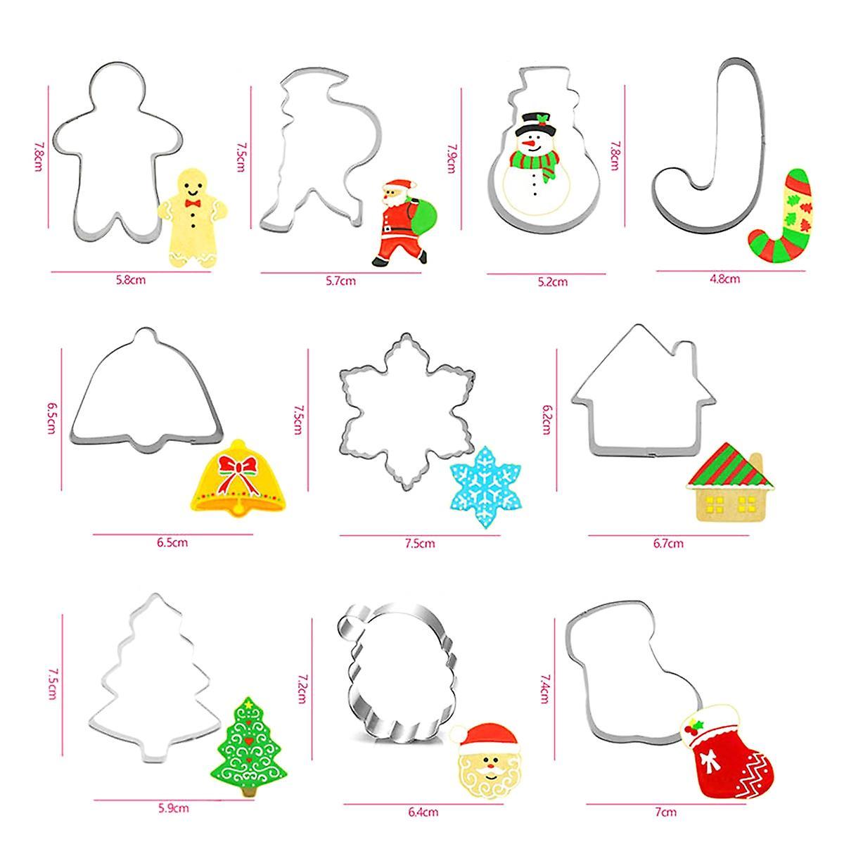 10-piece Set Of Christmas Stainless Steel Biscuit Cutting Household
