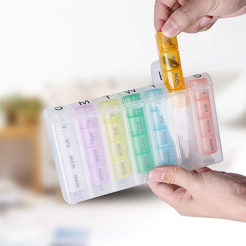 Portable Weekly 7 Day Push Button Pill Holder Travel Medicine Box