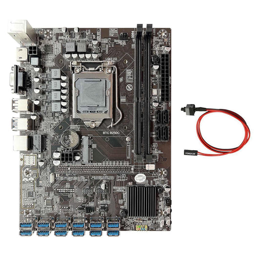 B250c Btc Motherboard+switch Cable Ddr4 Msata Eth Miner Motherboard