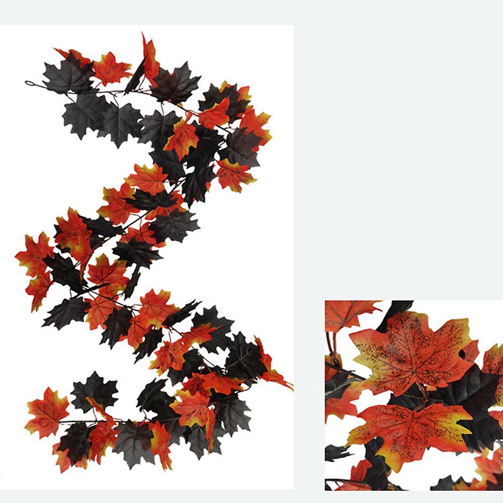Artificial Maple Leaf Plants Are Decorated for Halloween B