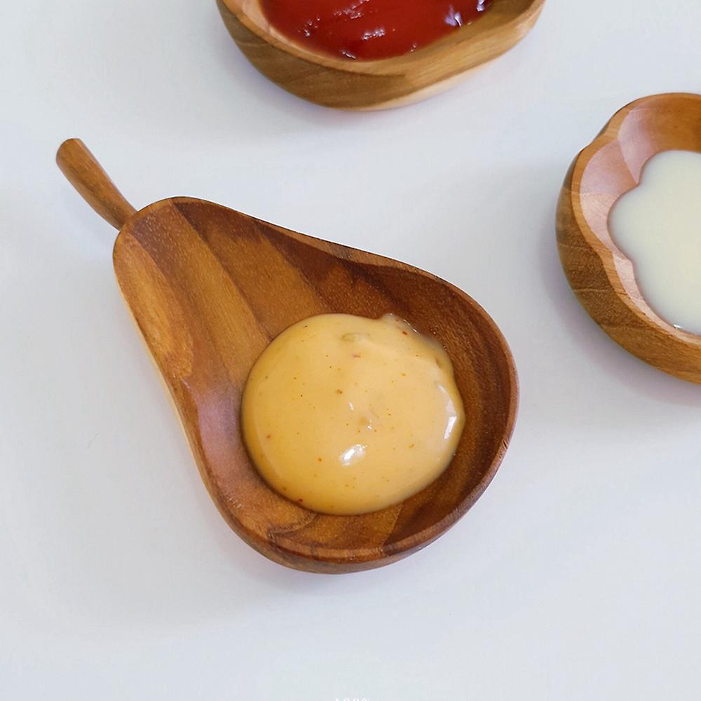 Wood Sauce Plate Pear Plates Wooden Wasabi Sauces Dispenser(pear)