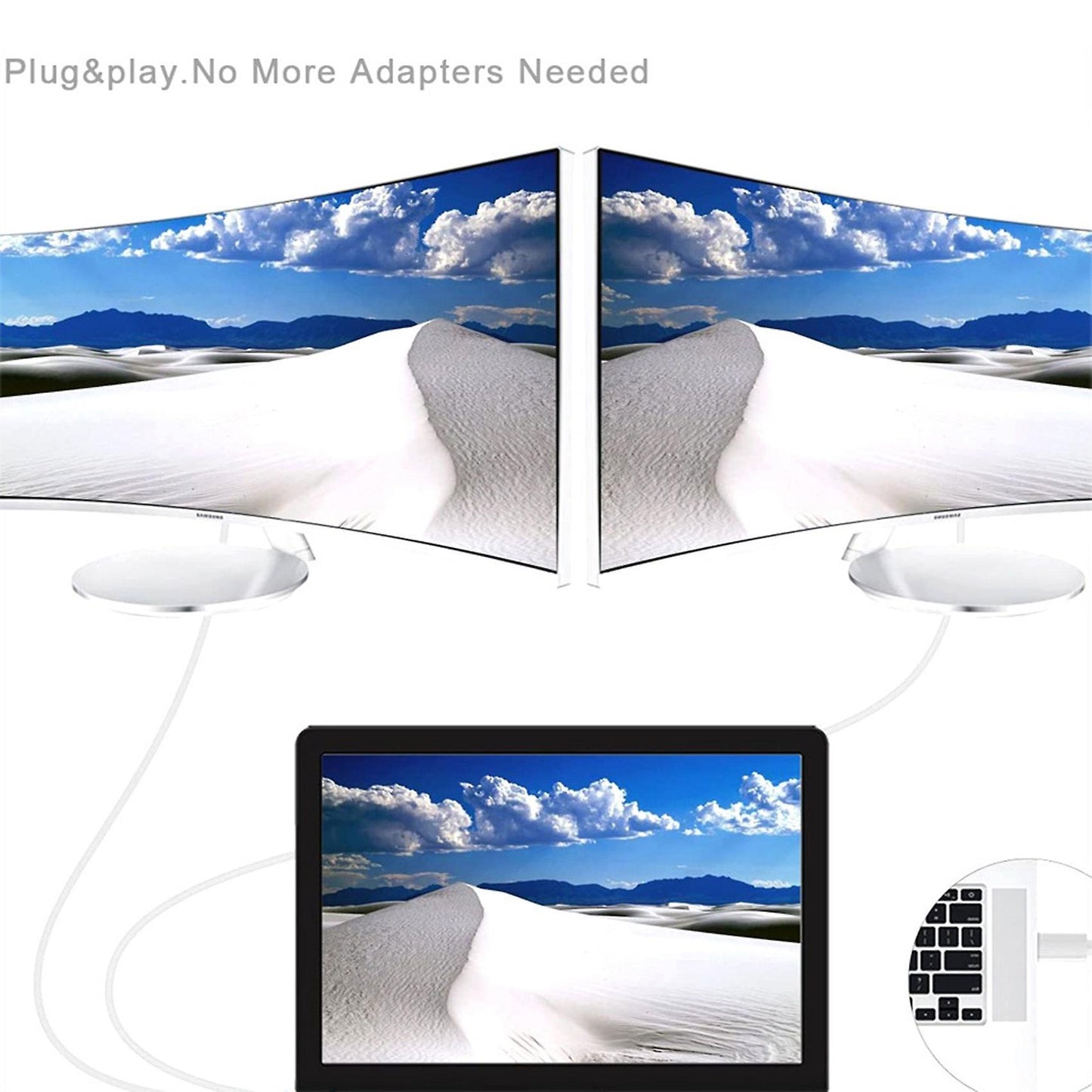 1.8m Type-c to Hdmi Compatible Cable Usb 3.1 to Male to Male