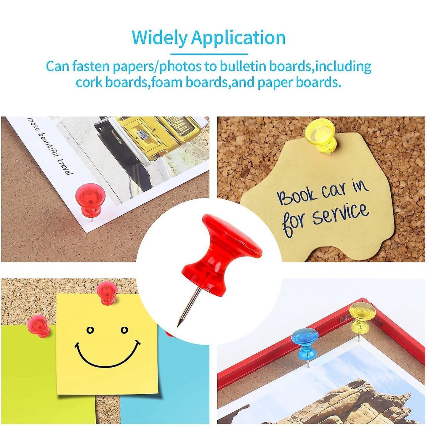 100-pack Large Thumbtacks for Cork Board Bulletin Board