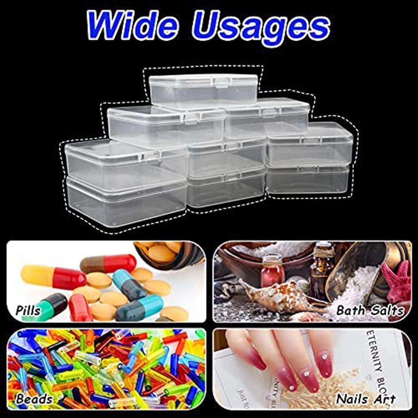 14 Pack Clear Plastic Storage Containers Box with Hinged Lid