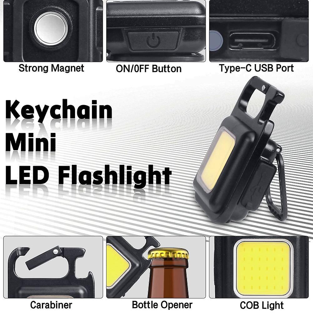 Led Small Flashlight,1000lumens Bright Cob Keychain Flashlights
