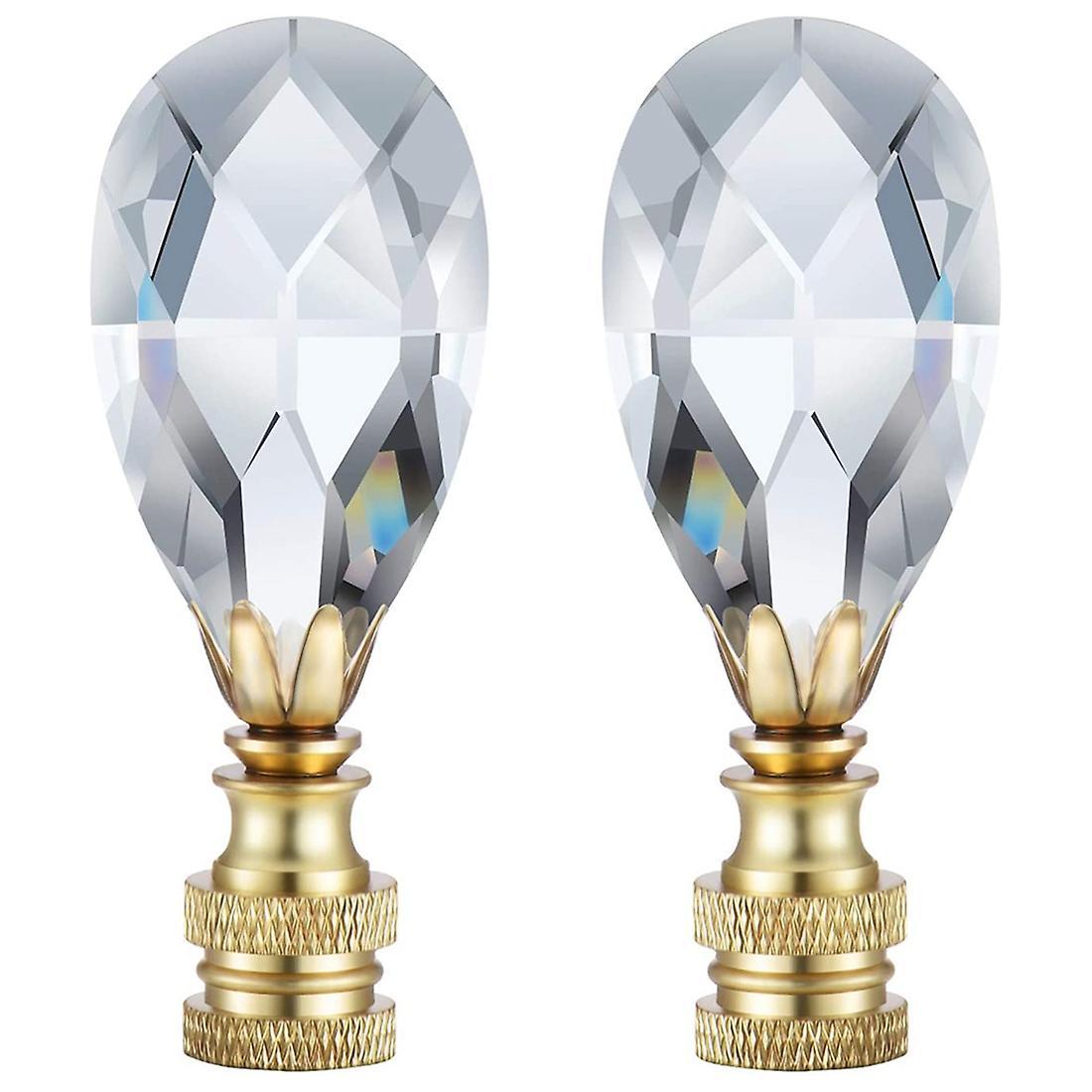 2 Packs Teardrop Clear Crystal Lamp Finial Lamp Decoration for Lamp