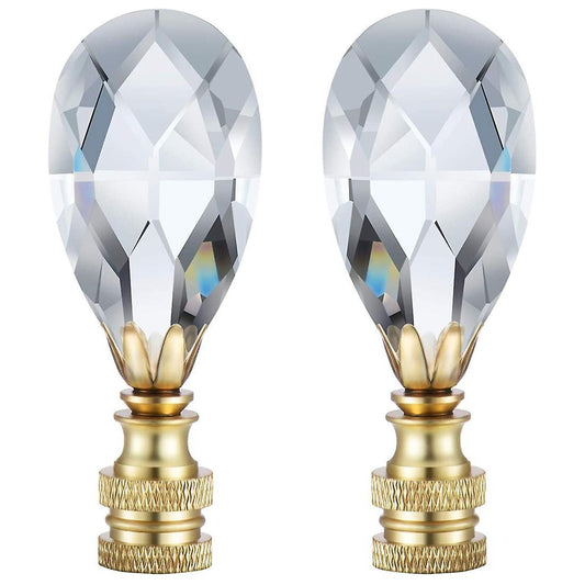 2 Packs Teardrop Clear Crystal Lamp Finial Lamp Decoration for Lamp