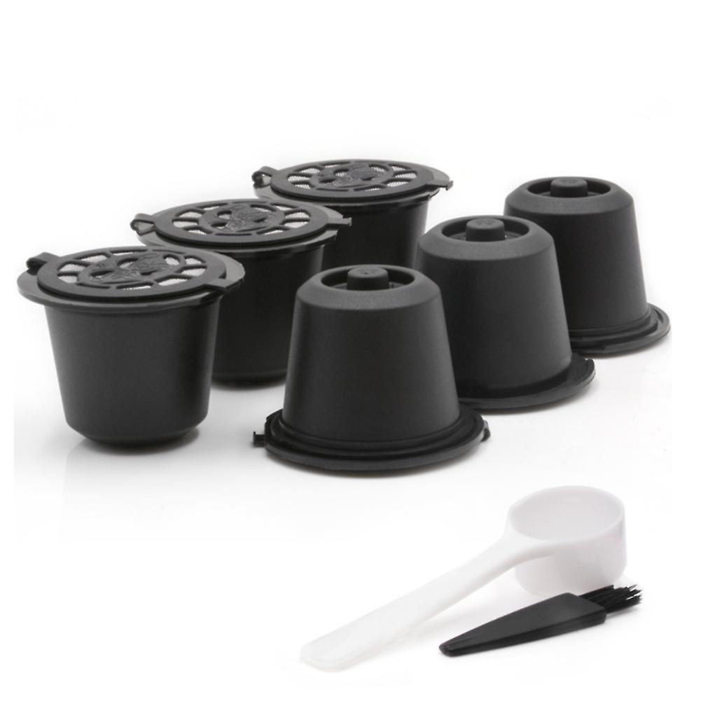 10 Pcs Coffee Capsule Filters for Nespresso with Spoon Brush Black