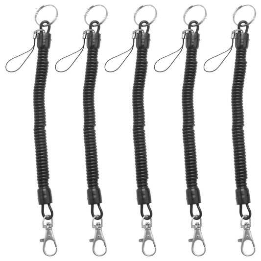 Lobster Clasp Black Spring Stretchy Coil Strap Keychain Chain Rope