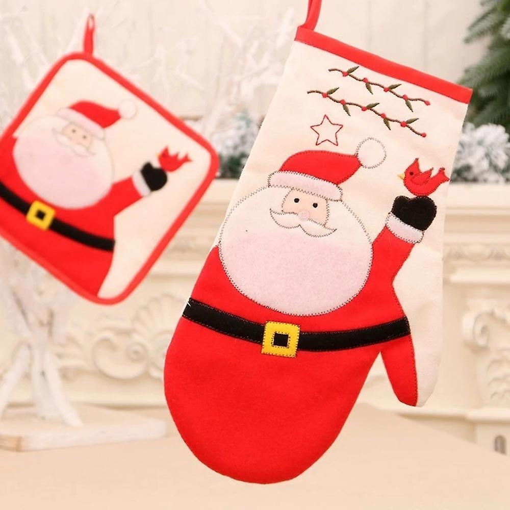 Christmas Placemats Oven Mitts Kitchen Microwave Mat Baking Tool
