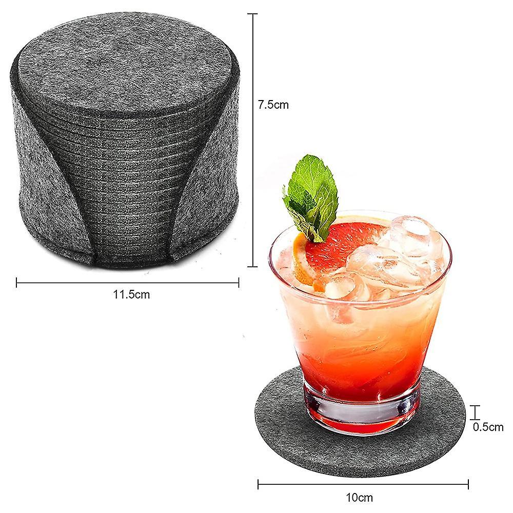 For Glasses, Set Of 14, Felt Coasters with Storage Box, (gray)