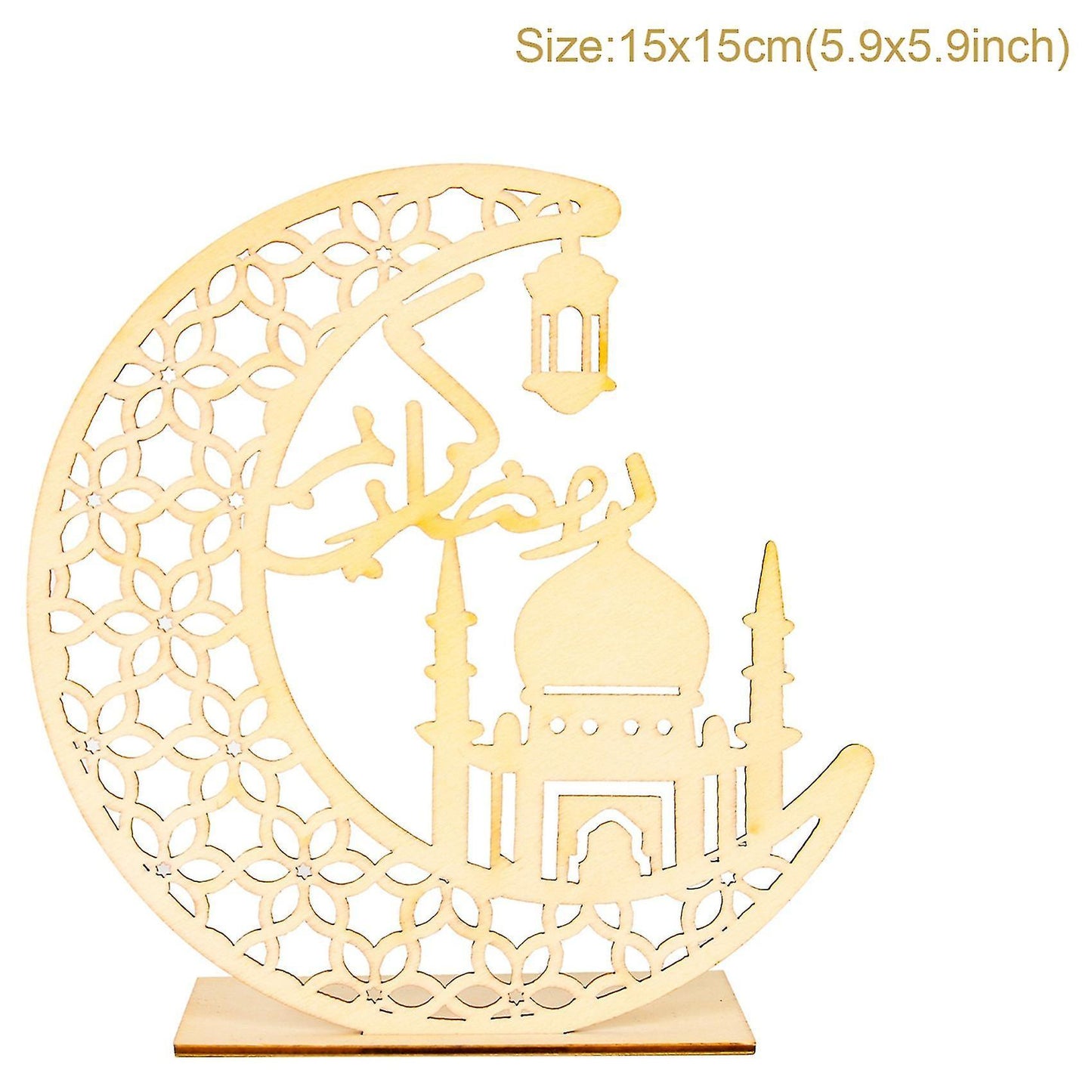 Eid Mubarak Ramadan Decoration, Stars and Moon Led Wooden Crafts C