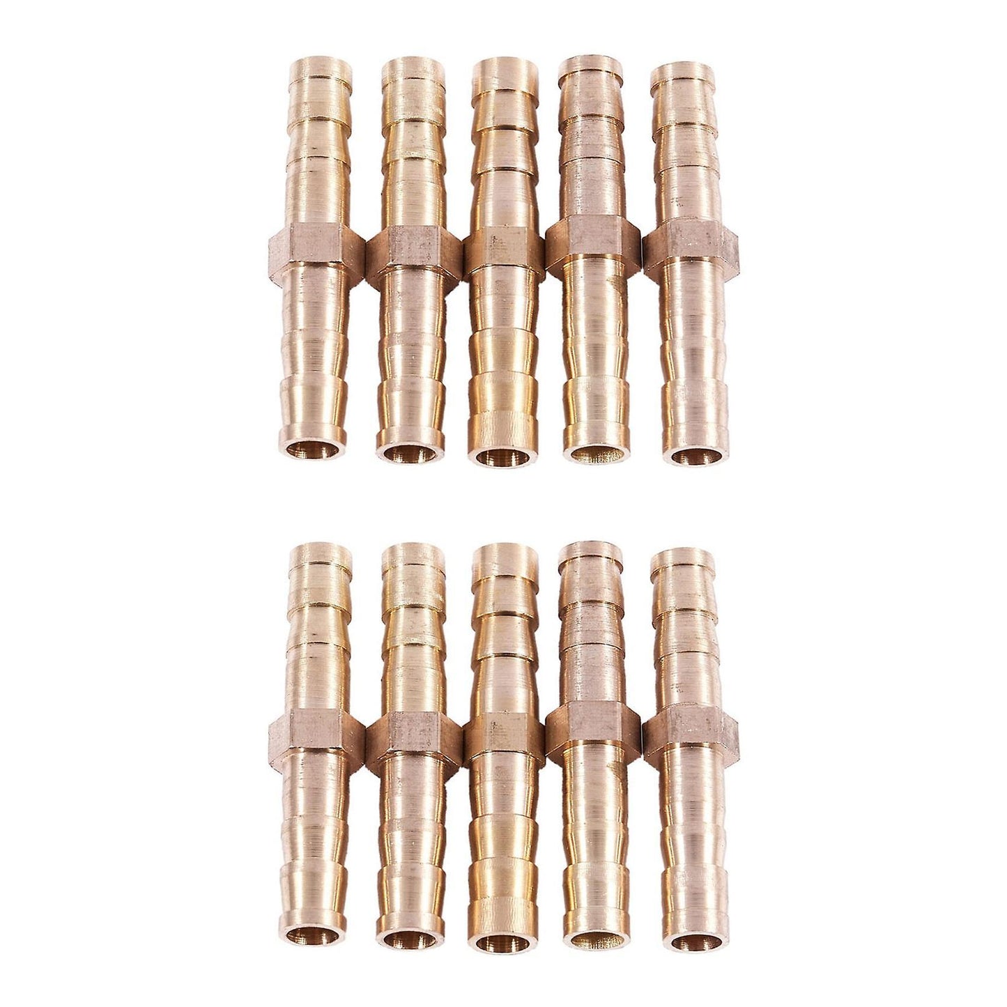 10 Pcs Gold Tone Brass Straight Hose Connector Joiner