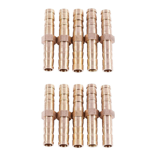 10 Pcs Gold Tone Brass Straight Hose Connector Joiner