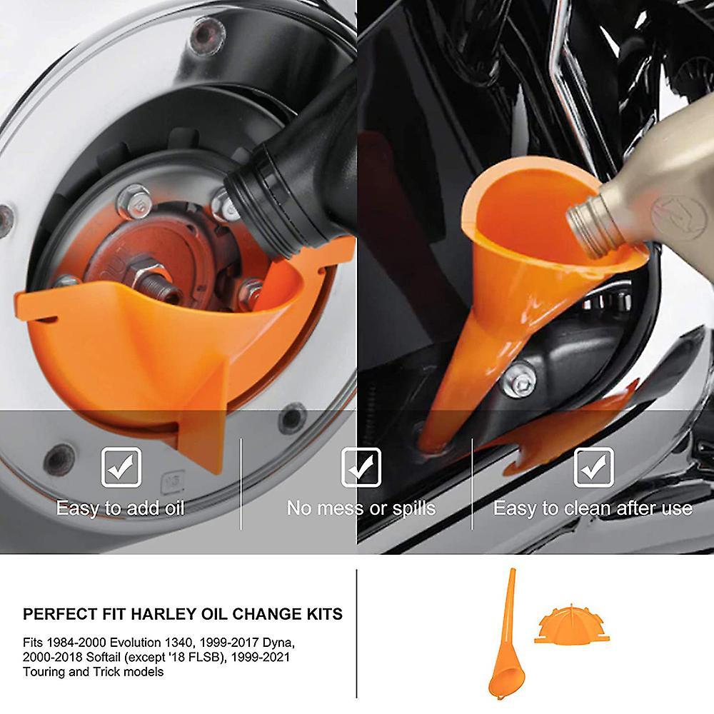 Oil Funnel Kit, 2pcs Motorcycle Crankcase Fill Funnel Compatible