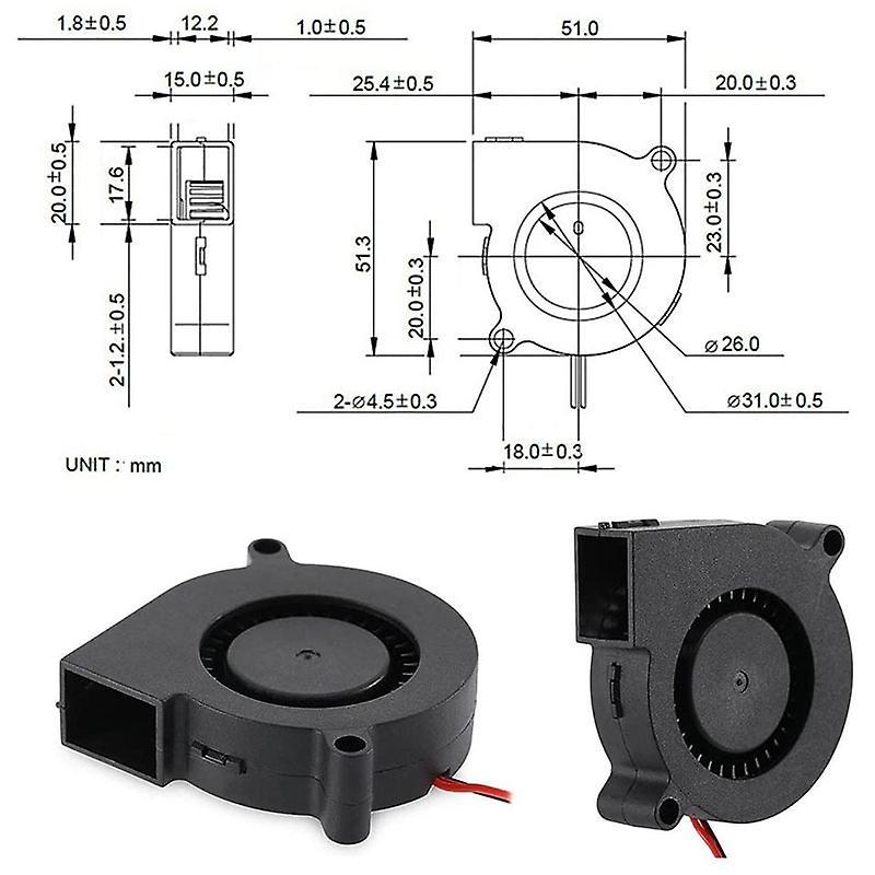 50 Mm Blower 24 Volt 5015 Double Ball Bearing 50 X 15 Mm