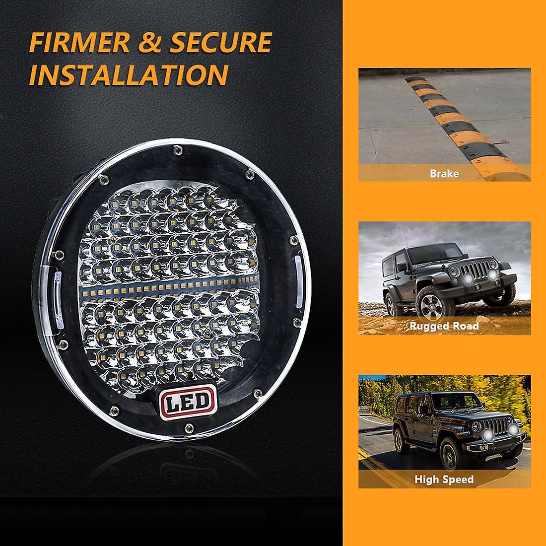 7 Inch 300w Offroad Led Work Light Bar White+amber, Round Spotlight