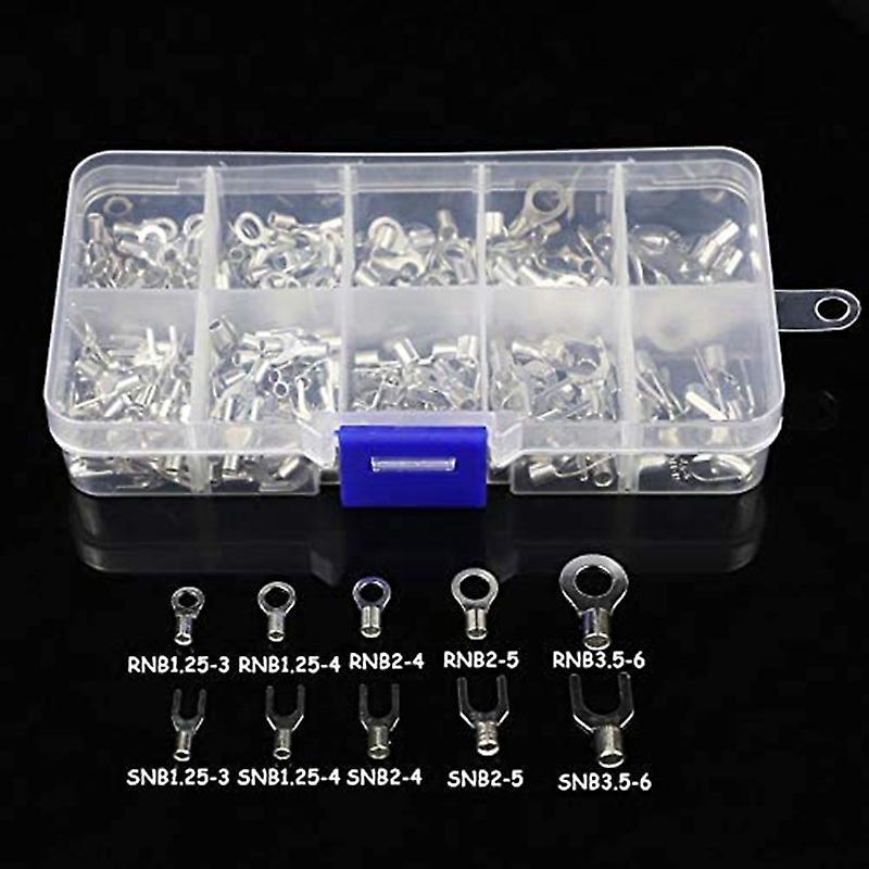 320pcs 10 In 1 Terminals Non-insulated Ring Fork U-type Brass Kit