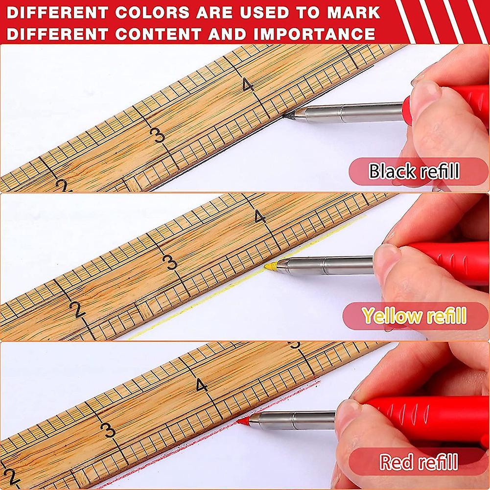 Solid Carpenter Marker Pencil Set Refillable Woodworking Pencil A