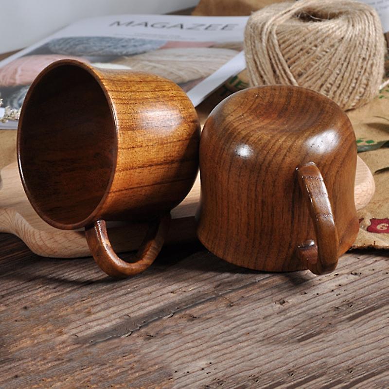 High Quality Natural Solid Wood Teacup, Vintage Handmade Round Wooden