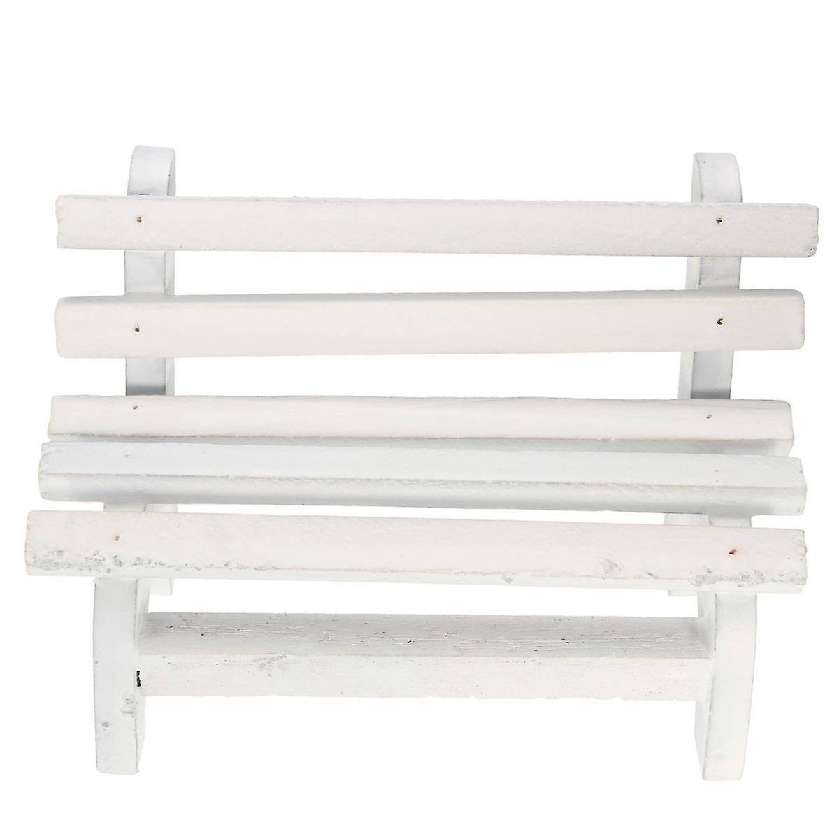 Miniature Landscape Diy Craft Garden Decor Wooden Chair Bench White