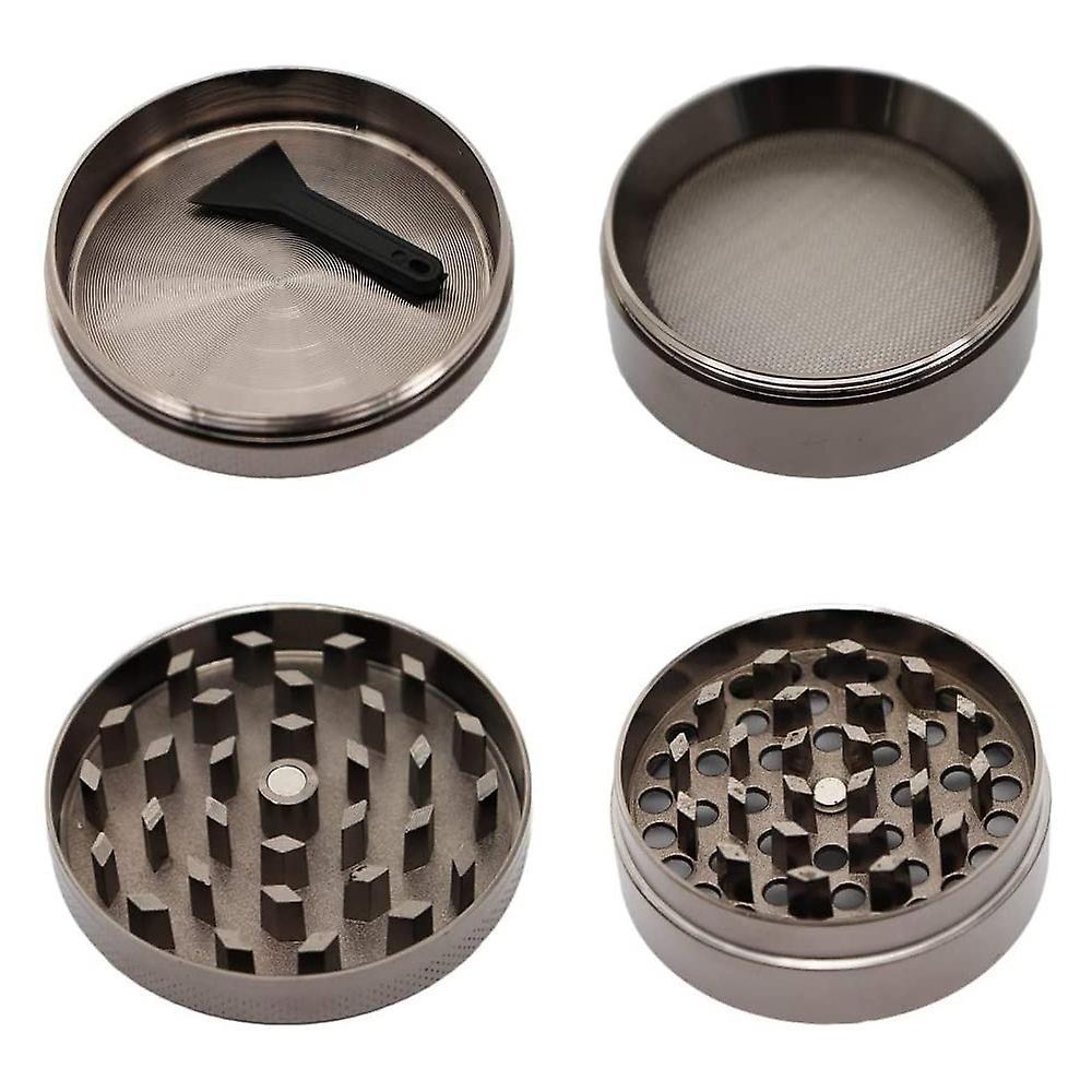 4-layer Spice Herb Grinder Zinc Alloy with Pollen Collector -gray